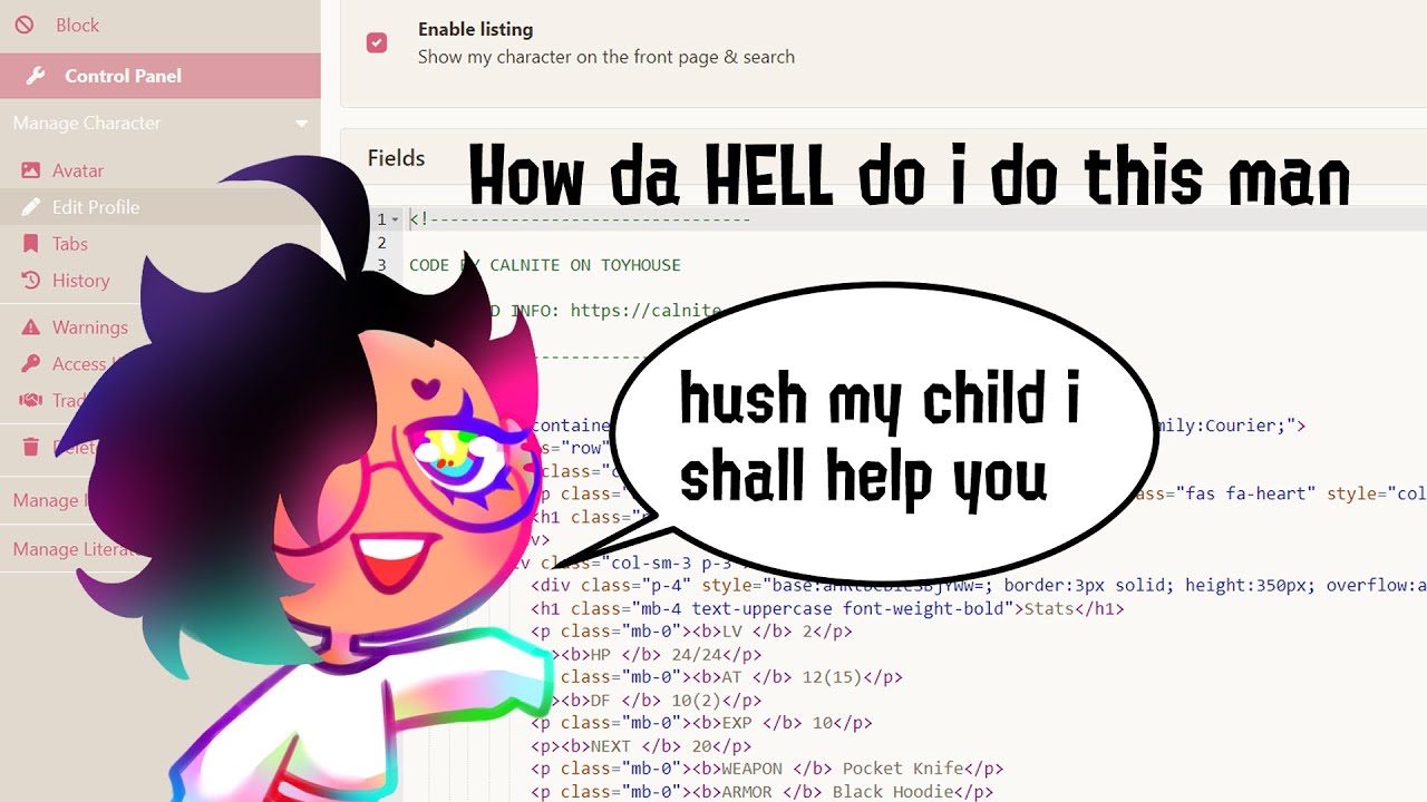 How To Customize Character Profiles On Toyhouse Youtube