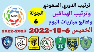 ترتيب الدوري السعودي وترتيب الهدافين ونتائج مباريات اليوم الخميس 6-10-2022 من الجولة 6