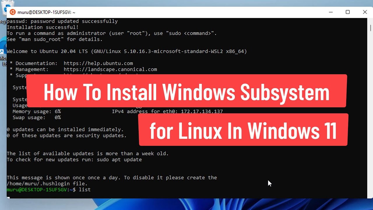 How To Install Windows Subsystem For Linux In Windows 11 - YouTube