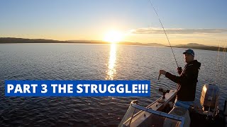 Jigging for lake trout on Francois Lake Part 3 The Struggle!!!!!