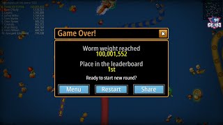 Top Global 1, 100 Million Score in game WORMS ZONE.IO