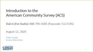 Introduction to the American Community Survey (ACS)
