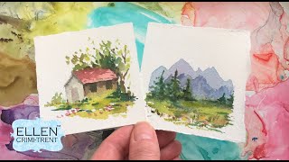 Watercolor Tutorial Landscape Vignettes for Beginners/ Mini Monday Madness