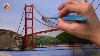 How to paint the Golden Gate Bridge / San Francisco Bay 🌉 🇺🇸/ Diptych Project