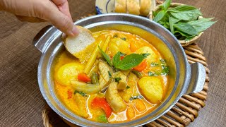 Nấm đùi gà, khoai tây bi nấu SỐT CÀ RI béo ngậy | Ăn chay cùng Nhi | Món chay ngon