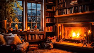Cozy Room Ambience - Rain and Fireplace Sounds at Night 2 Hours for Sleeping, Relaxation