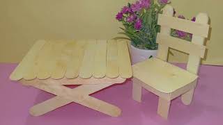 Make Table & Chair With Popsicle Ice Cream Sticks | Easy Home Decor Idea #viral #diy #craft #shorts