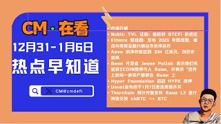 CM在看：12月31日-1月6日加密热点整理：Nubit: TVL 证明：重拾对 BTCFi 的信任；Ethena 路线图：发布 2025 年路线图，重点与传统金融分销合作伙伴合作