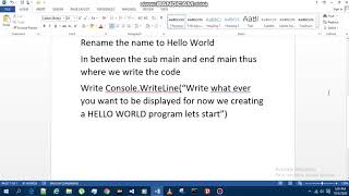 creating a console Application in visual basic "Hello World"