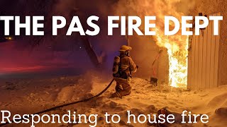 VOLUNTEER FIRE DEPARTMENT Responding To House Fire With Smoke Showing The Pas Manitoba