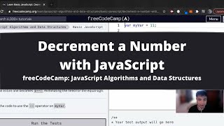 Decrement a Number with JavaScript (Basic JavaScript) freeCodeCamp tutorial
