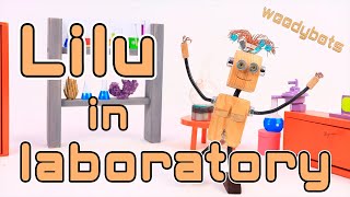 Wooden robot Lilu in laboratory Woodybots stop motion animation by Arbor Style