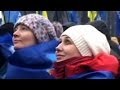 Ukrainian pro-government supporters rally in Kiev