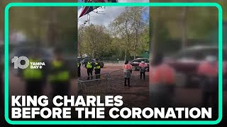 King Charles III greets crowds at Buckingham Palace day before coronation