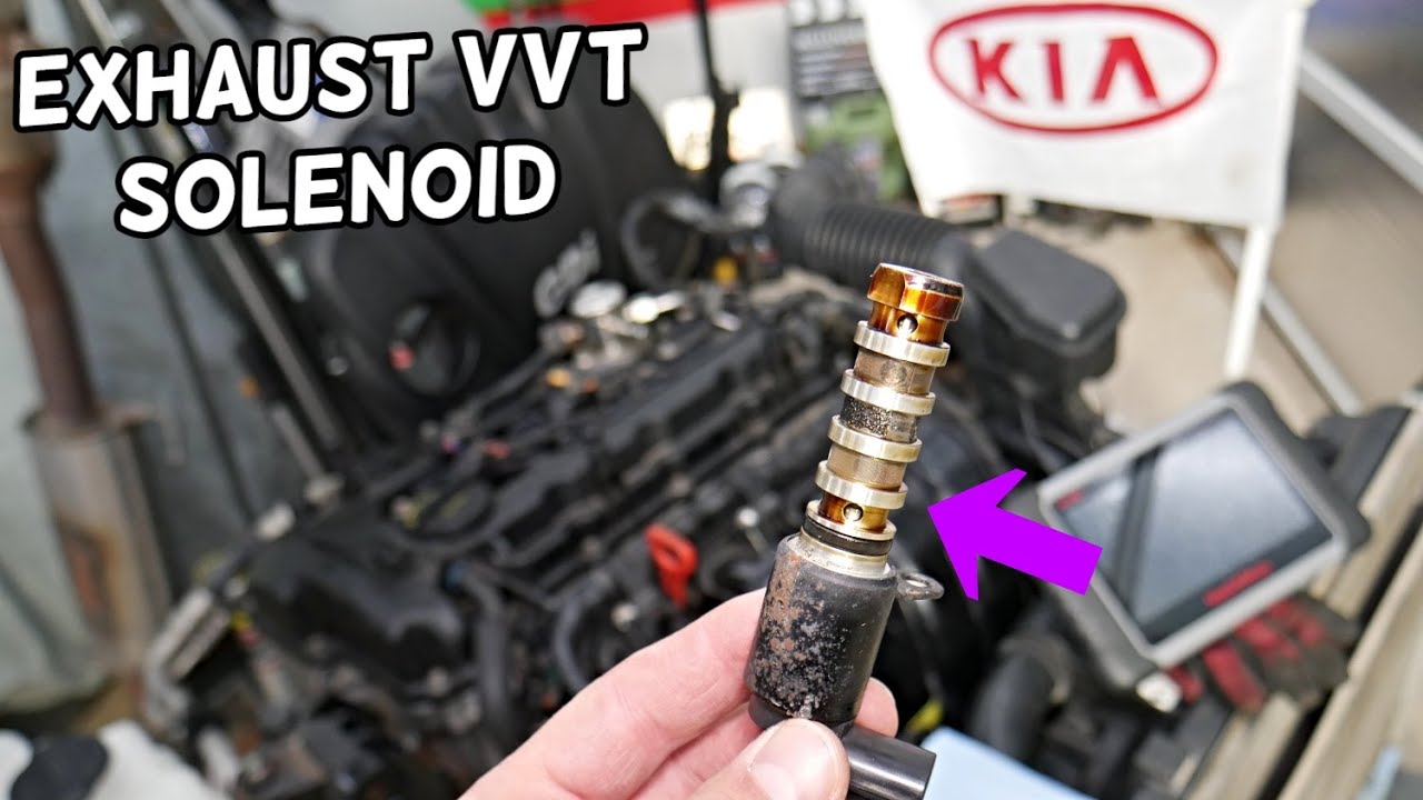 EXHAUST VARIABLE TIMING VVT SOLENOID REPLACEMENT REMOVAL LOCATION KIA ...