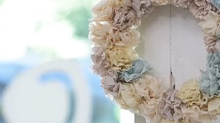 ペーパーナプキンがインテリアに大変身♡フラワーリース｜C CHANNEL DIY