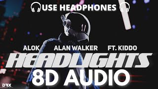 Headlights :8D AUDIO🎧  Alok & Alan Walker (feat. KIDDO) (Lyrics)