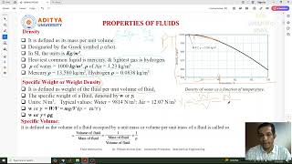 Lecture 2 #Properties of #Fluid, #Density, #Specific Weight, #Specific Volume, #Specific Gravity