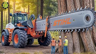 Extreme Dangerous Fastest Big Chainsaw Cutting Tree Machines | Monster Stump Removal Excavator #24