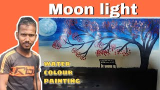 moon light/water colour painting for beginners/ artist bipul