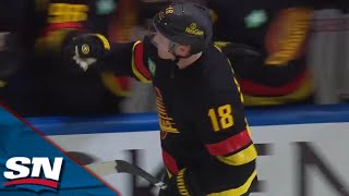 Canucks' Sam Lafferty Chases Down The Puck And Buries A Shorthanded Goal To Beat The Buzzer