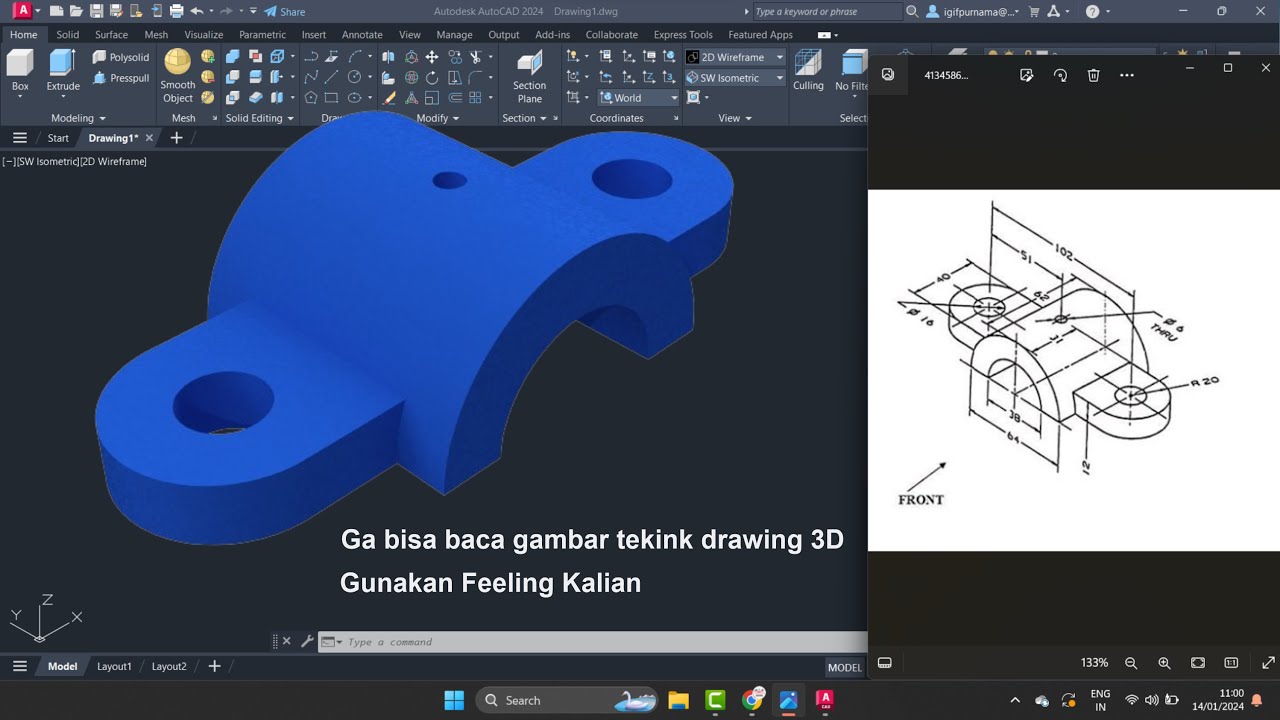 Ga Bisa Baca Drawing Teknik 3D Gunakana Feeling Kalian Di AutoCAD | 40k ...