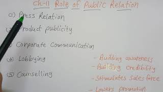Ch 11 Public Relation - meaning and it's role