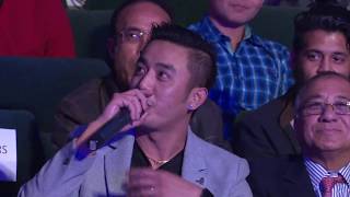 Binu interacts with Ashish Rana 'Laure' at Hits FM Music Awards 2074