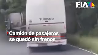 ¡UN VIAJE QUE SALIÓ M4L! | Camión de pasajeros se quedó sin frenos y fue detenido por tráiler