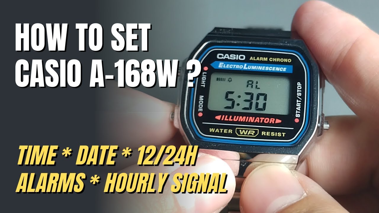 How To Set Casio A168W ( Time, Date, Alarm, Format A168WA A168 ) - YouTube