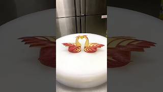 Amazing Apple 🍎Peacock 🦚 shape carving cutting design Skills#Apple#Apple Cutting#Easy Apple carving#