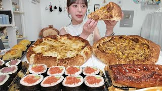 【大食い】激安スーパーロピアで大容量のピザやお寿司を買ってきたので1人お惣菜パーティーする😚💖【ロピア】