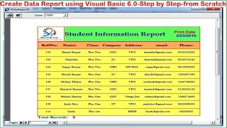 Visual Basic tutorial-Create Data Report using Data Environment|Print and Export report Step by Step