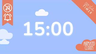 15 Minute Timer ☁️ Cute Cloud Animation | Relax & Study [No Music + Gentle Alarm]