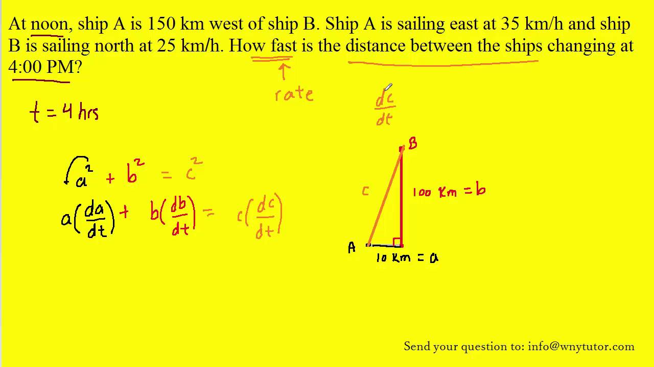 At Noon, Ship A Is 150 Km West Of Ship B. Ship A Is Sailing East At 35 ...