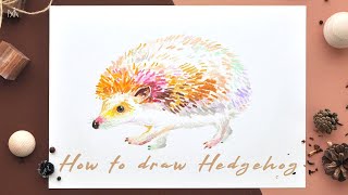 How To Draw A Hedgehog with oil pastel : 크레파스/오일파스텔로 '고슴도치' 일러스트 그리기 [NIA]