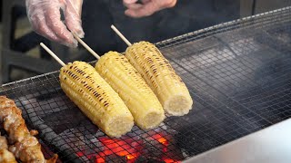 남이섬 옥수수 버터구이 숯불 / 길거리 음식 / butter grilled corn / Korean Street Food