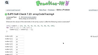 Java Practice It | Self-Check 7.23: arrayCodeTracing | arrays, syntax, array basics