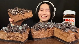 ASMR Nutella Cheesecake‼️【eating sound/mukbang】