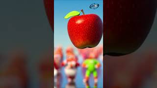 A shiny red apple with a superhero cape and mask flies