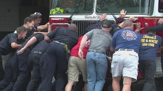 Louisville firefighters, community celebrate new firetruck with special tradition