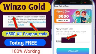 🔥winzo gold today new coupon code Free 2022🔥//100% working#shorts
