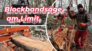 ⚠️⚠️ Blockbandsäge am Limit🥵, Extrem dicke Eiche !!