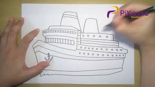 Cruise Ship Easy Drawing Tutorial