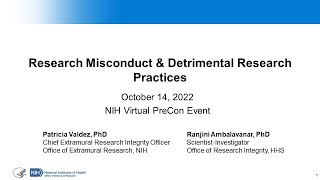 RESEARCH MISCONDUCT & DETRIMENTAL RESEARCH PRACTICES - Overview and Case Studies