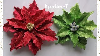 Flor de navidad o noche buena con foam hermosa y fácil. Christmas flower poinsettia diy