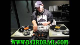 DJ3RDRAIL MIXTAPE KING ON WNUR DEDICATED HIP HOP SHOW NO SERATO CHICAGO 2009 VINYL AND TABLES