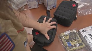 Local scouts collect field medical kits for Israel