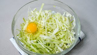 [No oven] 3 ingredients! Cabbage and two eggs 👍💯 Easy, fast, and very delicious recipe, I make and