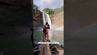 Couples Goals Chasing waterfalls and rainbows in Hawaii #hawaii #waterfall #rainbow #shortvideo